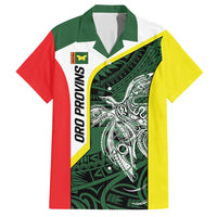 Personalised PNG Oro Province Family Matching Summer Maxi Dress and Hawaiian Shirt Bird of Paradise Tattoo Flag Motif LT9 Dad's Shirt - Short Sleeve Green - Polynesian Pride
