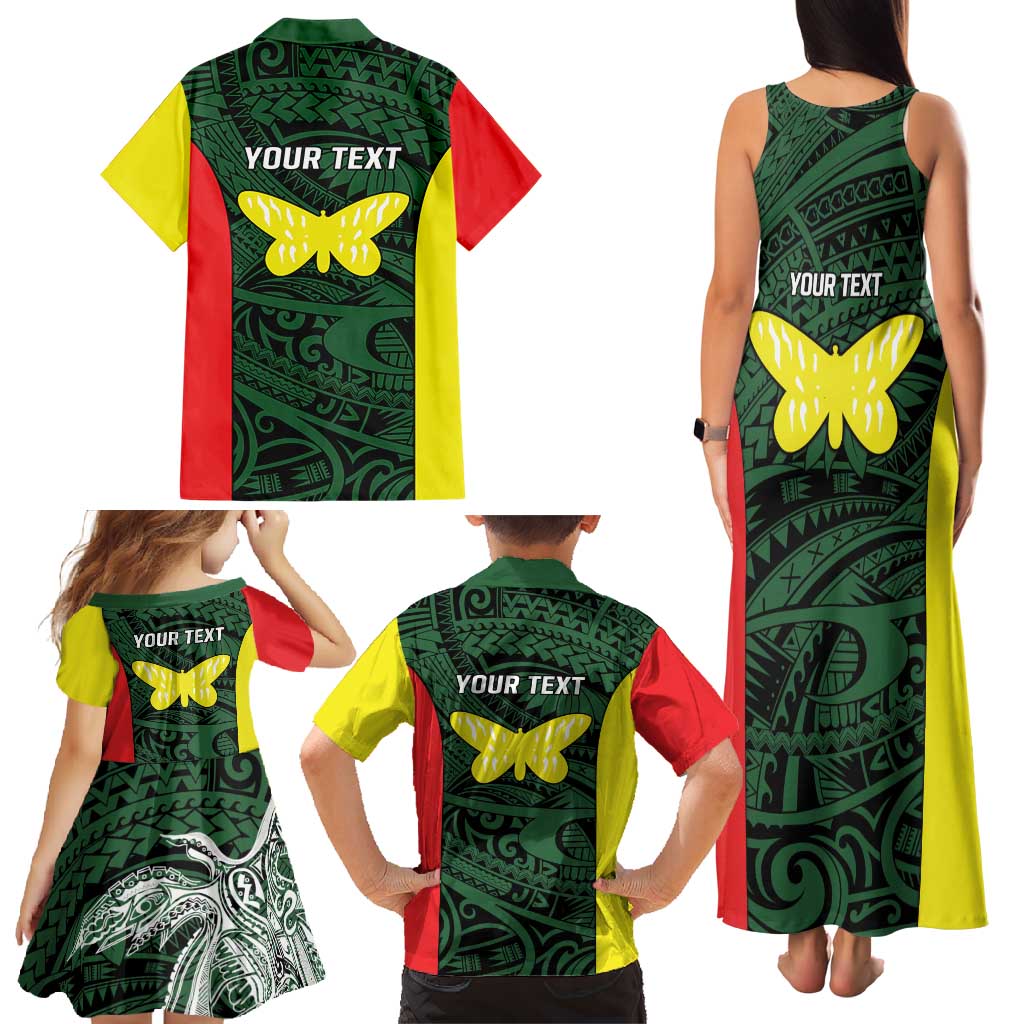 Personalised PNG Oro Province Family Matching Tank Maxi Dress and Hawaiian Shirt Bird of Paradise Tattoo Flag Motif LT9 - Polynesian Pride