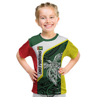 Personalised PNG Oro Province Kid T Shirt Bird of Paradise Tattoo Flag Motif LT9 Green - Polynesian Pride