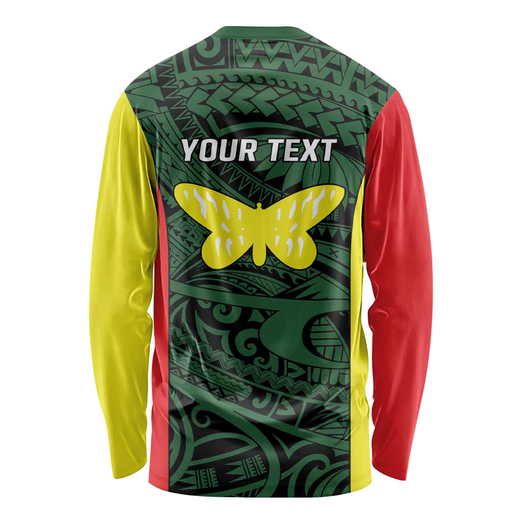 Personalised PNG Oro Province Long Sleeve Shirt Bird of Paradise Tattoo Flag Motif LT9 - Polynesian Pride