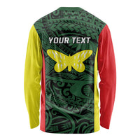 Personalised PNG Oro Province Long Sleeve Shirt Bird of Paradise Tattoo Flag Motif LT9 - Polynesian Pride