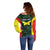 Personalised PNG Oro Province Off Shoulder Sweater Bird of Paradise Tattoo Flag Motif - Polynesian Pride