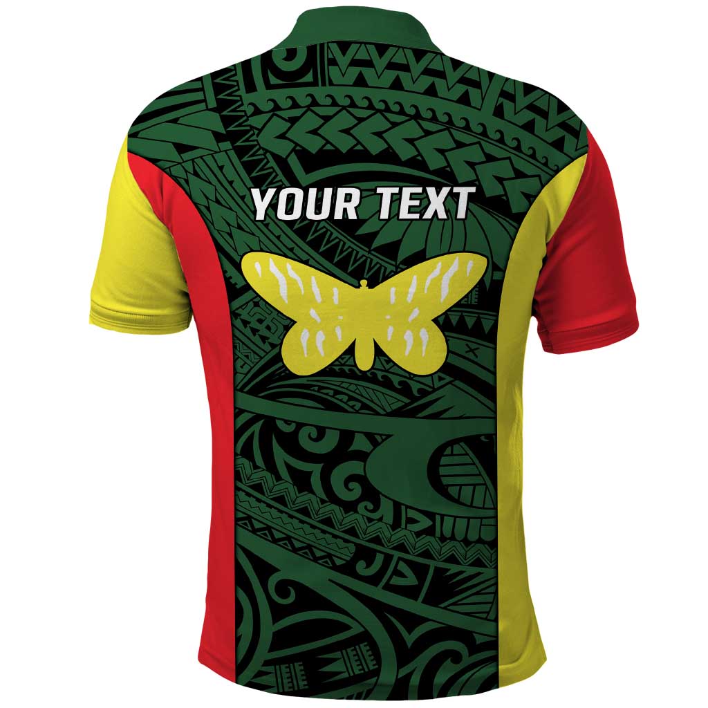 Personalised PNG Oro Province Polo Shirt Bird of Paradise Tattoo Flag Motif - Polynesian Pride