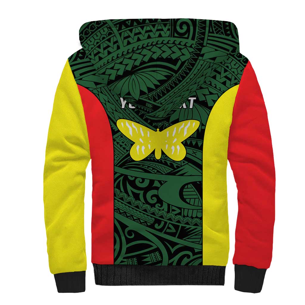 Personalised PNG Oro Province Sherpa Hoodie Bird of Paradise Tattoo Flag Motif LT9 - Polynesian Pride