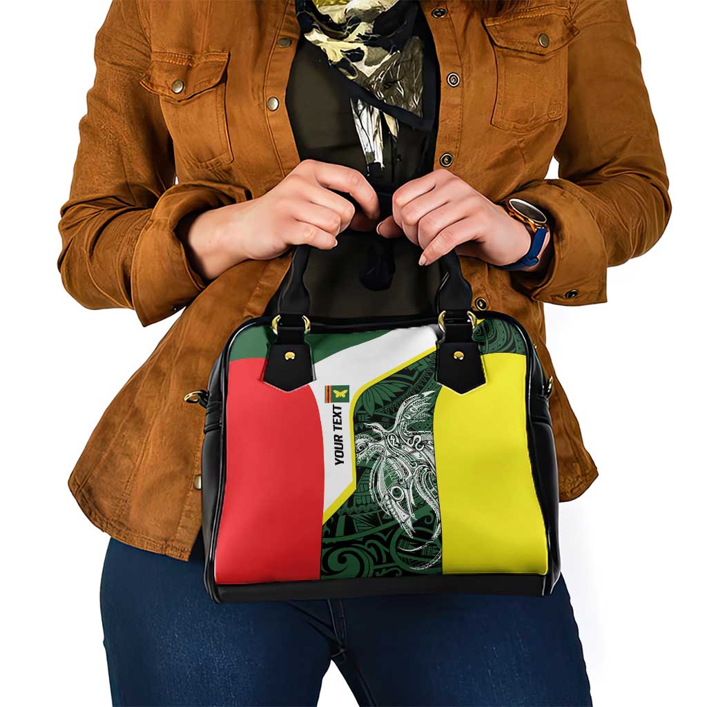 Personalised PNG Oro Province Shoulder Handbag Bird of Paradise Tattoo Flag Motif - Polynesian Pride