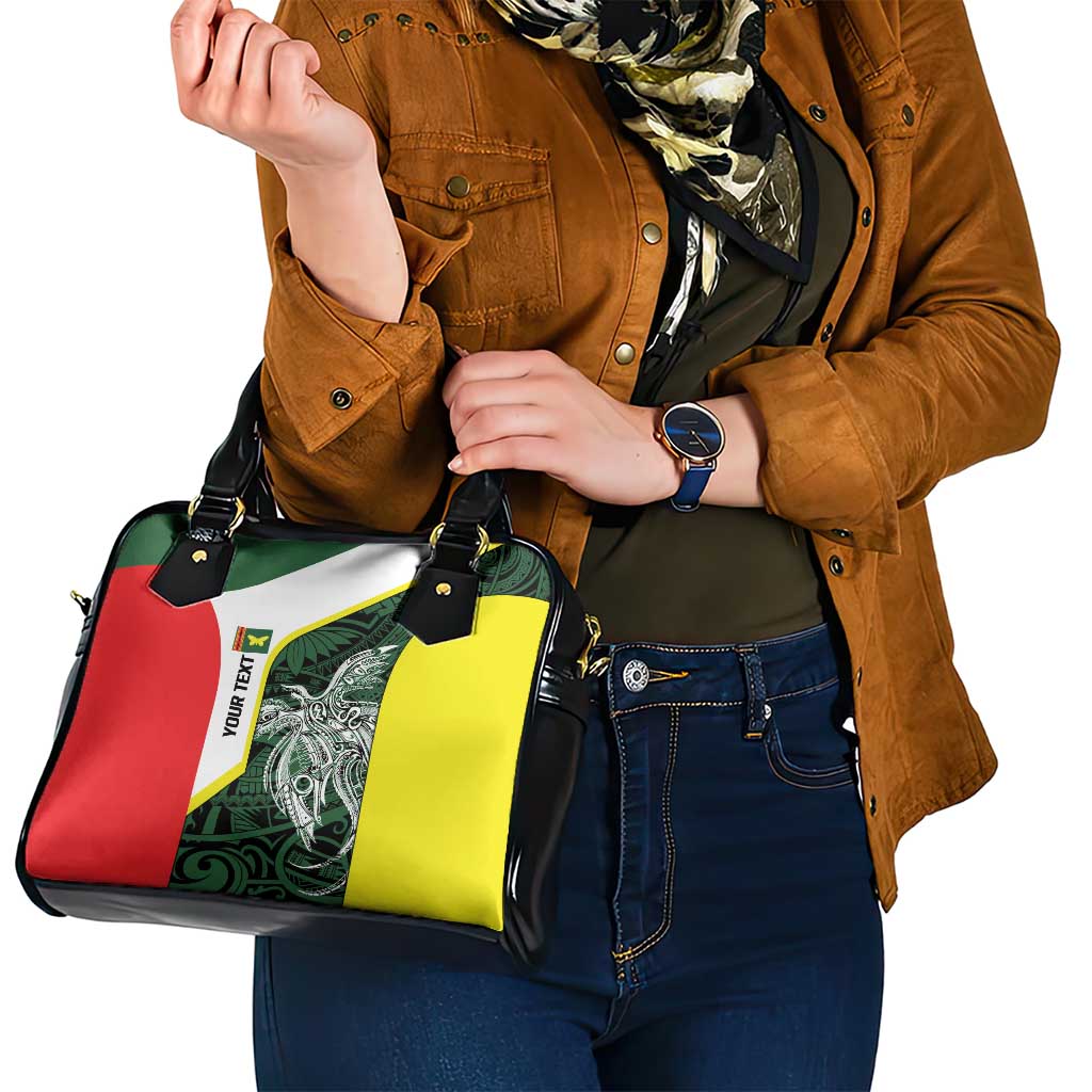 Personalised PNG Oro Province Shoulder Handbag Bird of Paradise Tattoo Flag Motif - Polynesian Pride