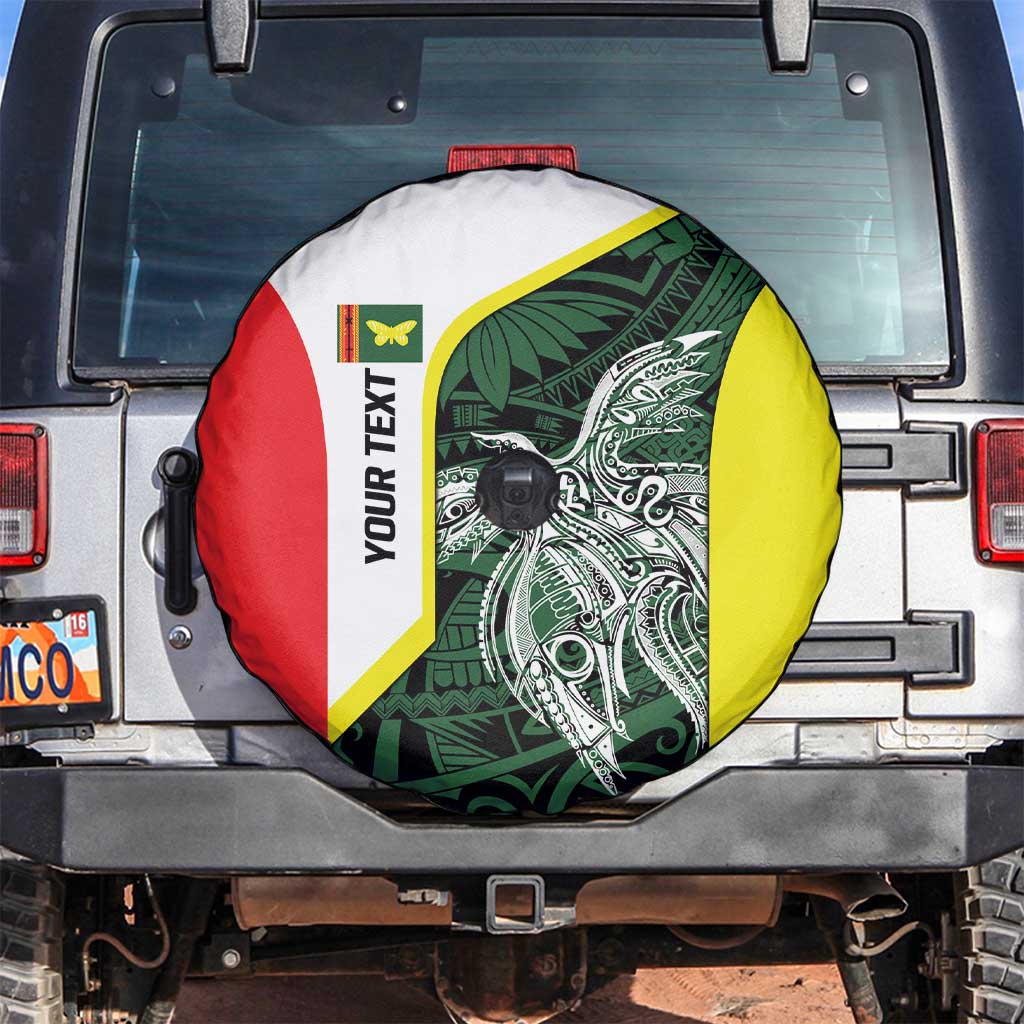 Personalised PNG Oro Province Spare Tire Cover Bird of Paradise Tattoo Flag Motif LT9 Green - Polynesian Pride