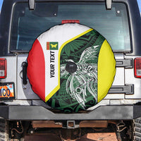 Personalised PNG Oro Province Spare Tire Cover Bird of Paradise Tattoo Flag Motif LT9 Green - Polynesian Pride