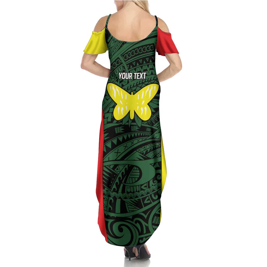 Personalised PNG Oro Province Summer Maxi Dress Bird of Paradise Tattoo Flag Motif LT9 - Polynesian Pride