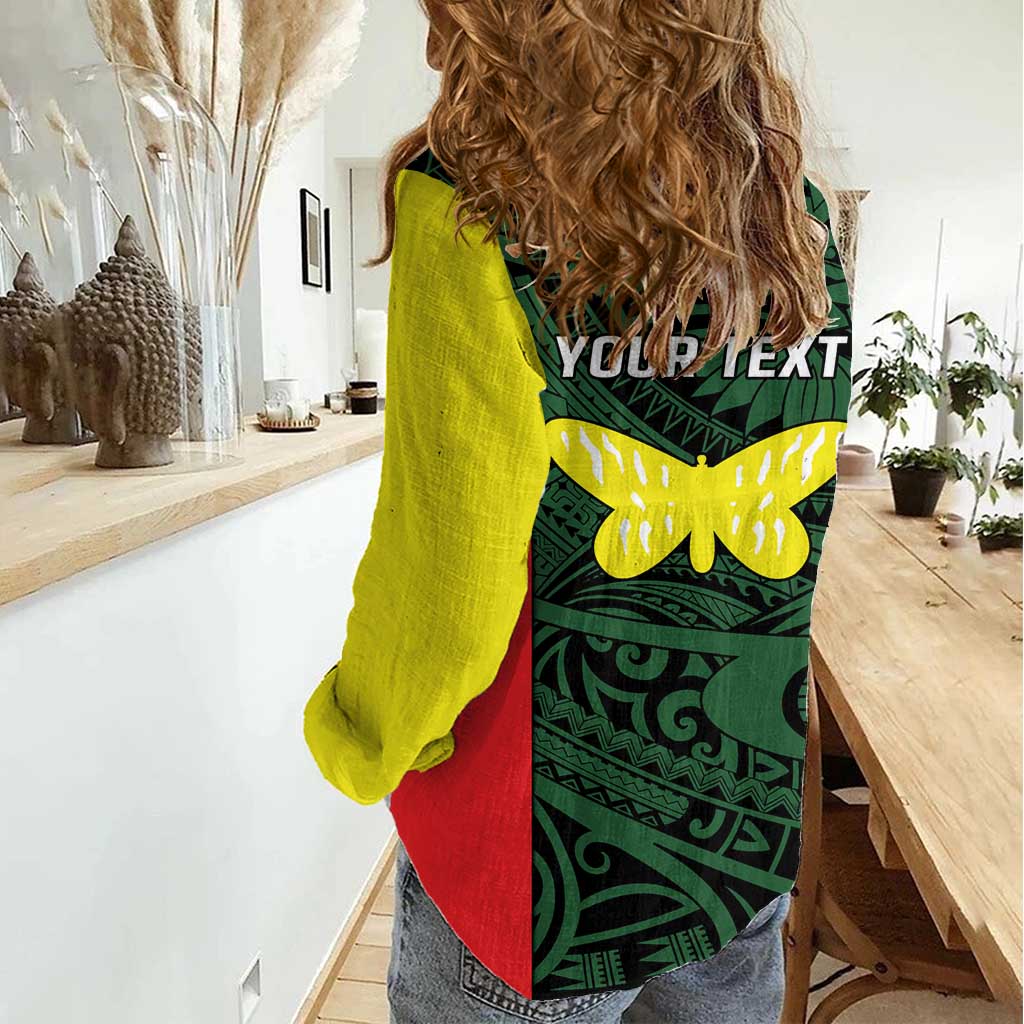 Personalised PNG Oro Province Women Casual Shirt Bird of Paradise Tattoo Flag Motif LT9 - Polynesian Pride