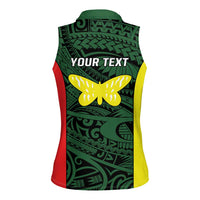 Personalised PNG Oro Province Women Sleeveless Polo Shirt Bird of Paradise Tattoo Flag Motif LT9 - Polynesian Pride