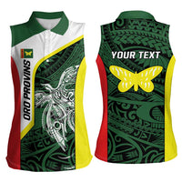 Personalised PNG Oro Province Women Sleeveless Polo Shirt Bird of Paradise Tattoo Flag Motif LT9 - Polynesian Pride