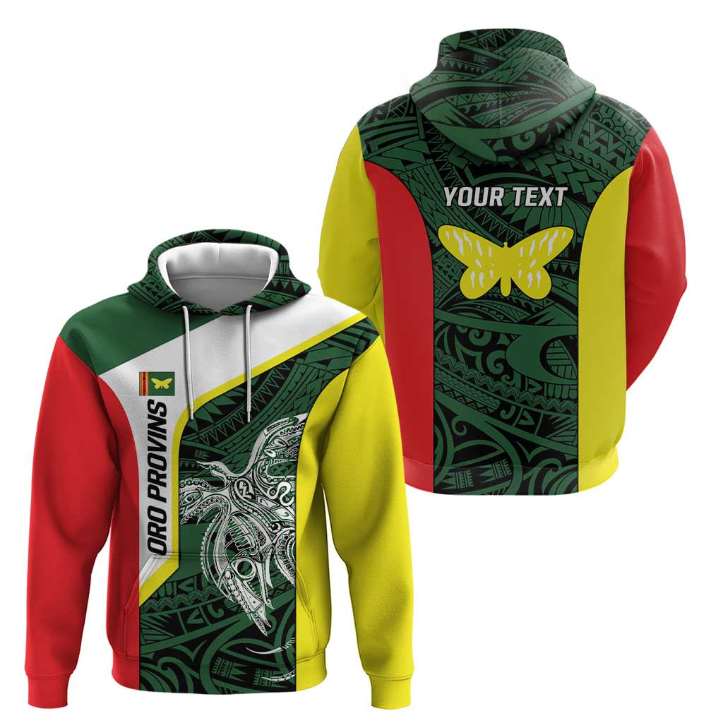Personalised PNG Oro Province Zip Hoodie Bird of Paradise Tattoo Flag Motif LT9 - Polynesian Pride