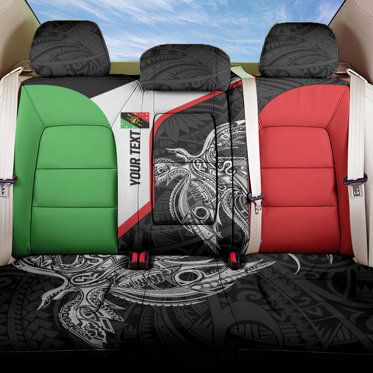 Personalised PNG Southern Highlands Province Back Car Seat Cover Bird of Paradise Tattoo Flag Motif LT9 One Size Red - Polynesian Pride