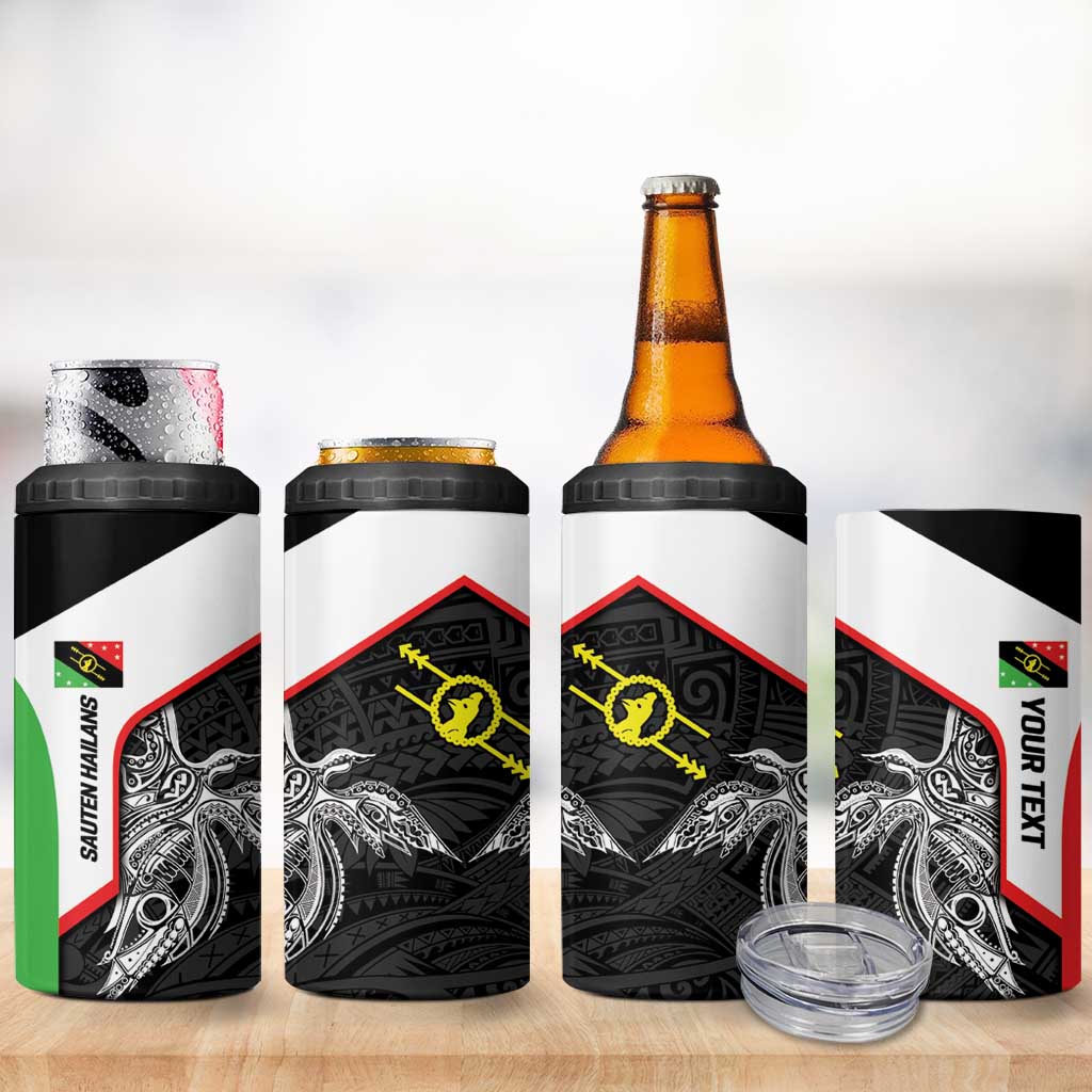 Personalised PNG Southern Highlands Province 4 in 1 Can Cooler Tumbler Bird of Paradise Tattoo Flag Motif LT9 - Polynesian Pride