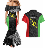 Personalised PNG Southern Highlands Province Couples Matching Mermaid Dress and Hawaiian Shirt Bird of Paradise Tattoo Flag Motif LT9 - Polynesian Pride