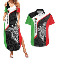 Personalised PNG Southern Highlands Province Couples Matching Summer Maxi Dress and Hawaiian Shirt Bird of Paradise Tattoo Flag Motif LT9 Red - Polynesian Pride