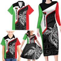 Personalised PNG Southern Highlands Province Family Matching Long Sleeve Bodycon Dress and Hawaiian Shirt Bird of Paradise Tattoo Flag Motif LT9 - Polynesian Pride