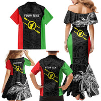 Personalised PNG Southern Highlands Province Family Matching Mermaid Dress and Hawaiian Shirt Bird of Paradise Tattoo Flag Motif LT9 - Polynesian Pride