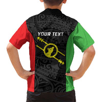 Personalised PNG Southern Highlands Province Family Matching Short Sleeve Bodycon Dress and Hawaiian Shirt Bird of Paradise Tattoo Flag Motif LT9 - Polynesian Pride
