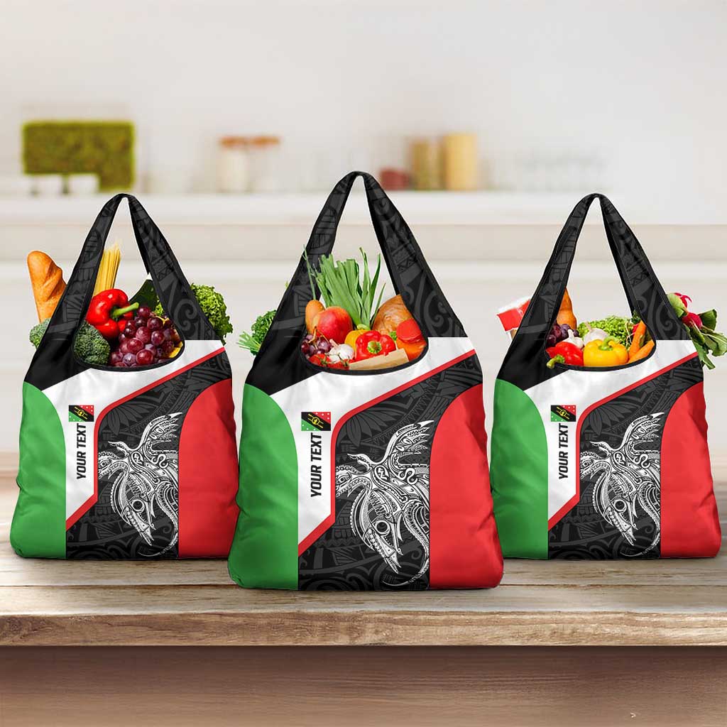 Personalised PNG Southern Highlands Province Grocery Bag Bird of Paradise Tattoo Flag Motif LT9 3-pack One Size Red - Polynesian Pride