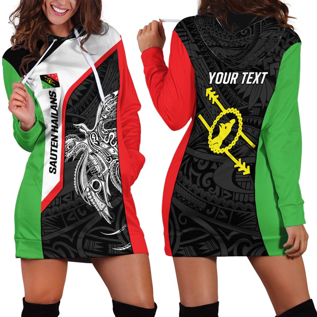 Personalised PNG Southern Highlands Province Hoodie Dress Bird of Paradise Tattoo Flag Motif LT9 - Polynesian Pride