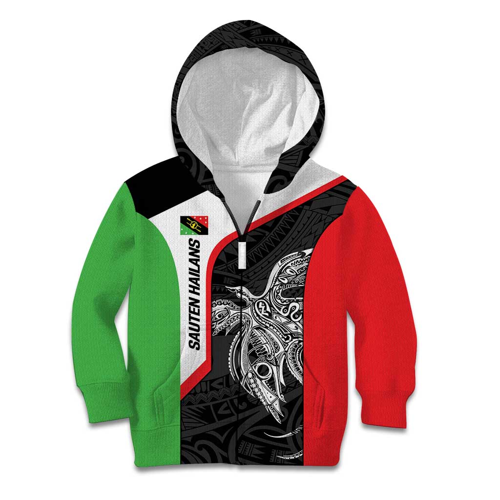Personalised PNG Southern Highlands Province Kid Hoodie Bird of Paradise Tattoo Flag Motif LT9 Zip Hoodie Red - Polynesian Pride