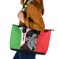 Personalised PNG Southern Highlands Province Leather Tote Bag Bird of Paradise Tattoo Flag Motif LT9 Red - Polynesian Pride