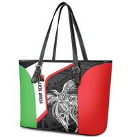 Personalised PNG Southern Highlands Province Leather Tote Bag Bird of Paradise Tattoo Flag Motif LT9 - Polynesian Pride