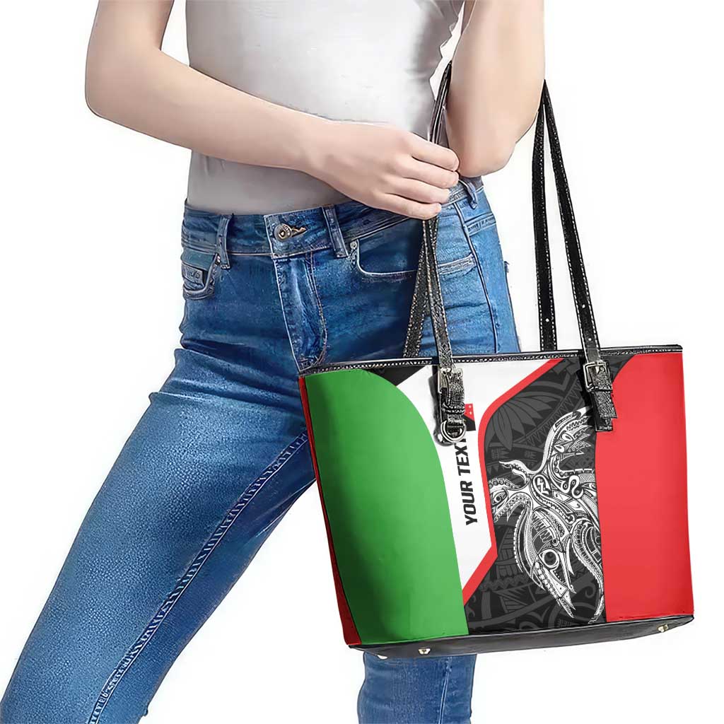 Personalised PNG Southern Highlands Province Leather Tote Bag Bird of Paradise Tattoo Flag Motif LT9 - Polynesian Pride