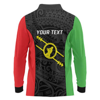 Personalised PNG Southern Highlands Province Long Sleeve Polo Shirt Bird of Paradise Tattoo Flag Motif LT9 - Polynesian Pride