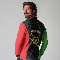 Personalised PNG Southern Highlands Province Long Sleeve Polo Shirt Bird of Paradise Tattoo Flag Motif LT9 - Polynesian Pride