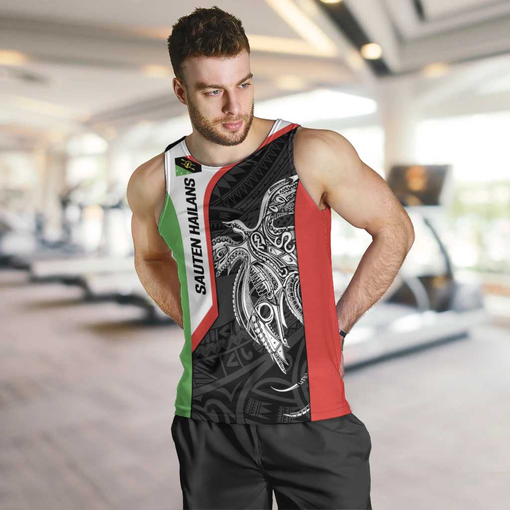 Personalised PNG Southern Highlands Province Men Tank Top Bird of Paradise Tattoo Flag Motif - Polynesian Pride