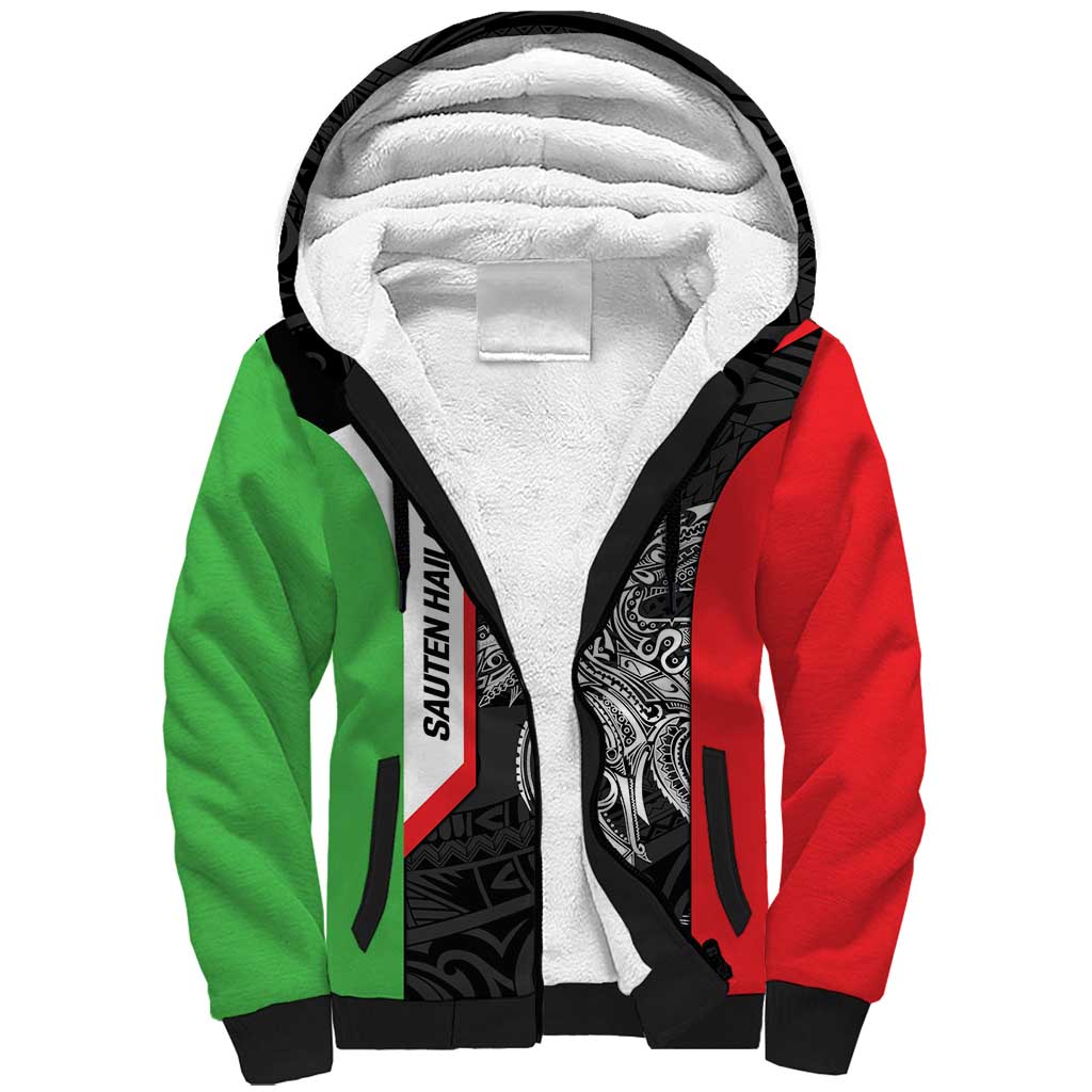 Personalised PNG Southern Highlands Province Sherpa Hoodie Bird of Paradise Tattoo Flag Motif LT9 Unisex Red - Polynesian Pride