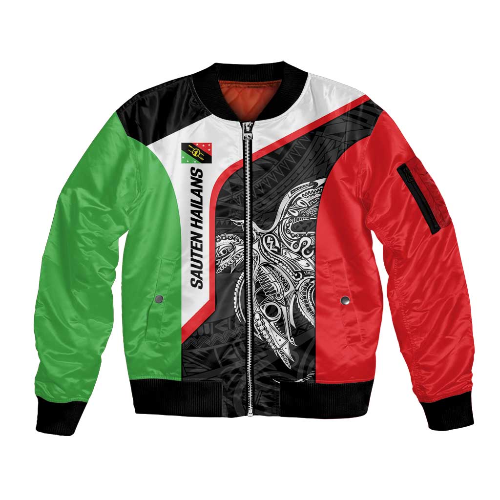 Personalised PNG Southern Highlands Province Sleeve Zip Bomber Jacket Bird of Paradise Tattoo Flag Motif LT9 Unisex Red - Polynesian Pride