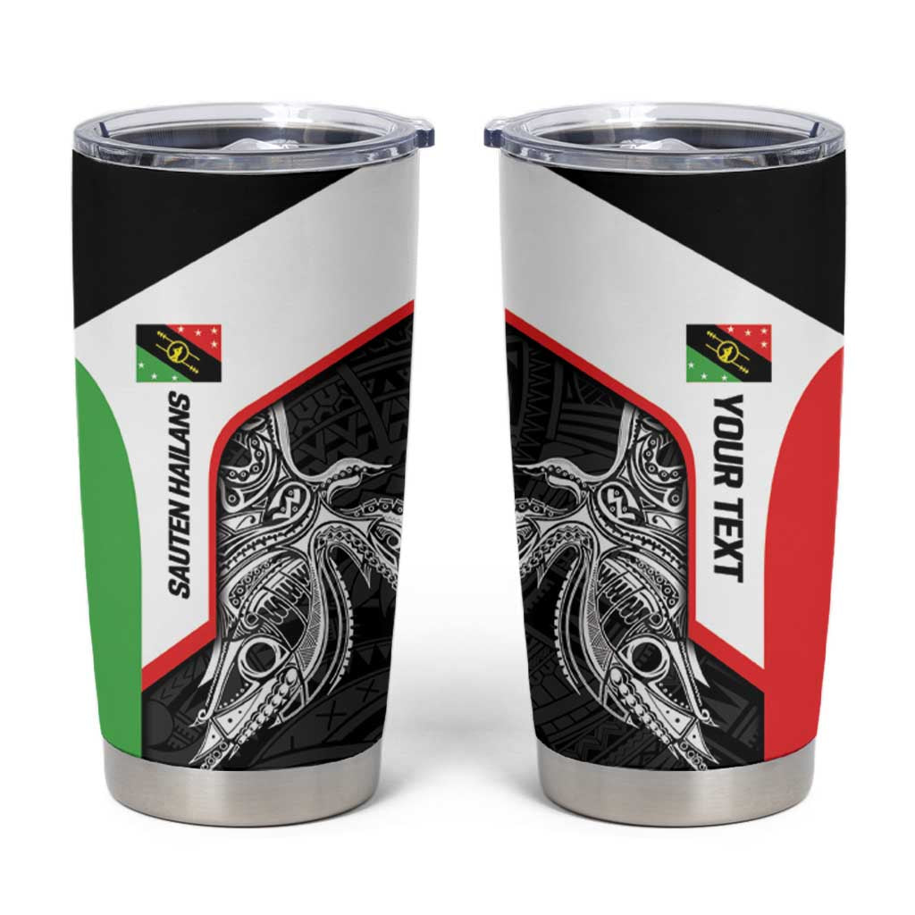 Personalised PNG Southern Highlands Province Tumbler Cup Bird of Paradise Tattoo Flag Motif - Polynesian Pride