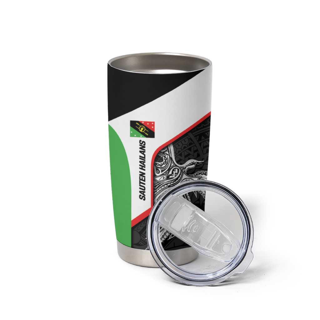 Personalised PNG Southern Highlands Province Tumbler Cup Bird of Paradise Tattoo Flag Motif LT9 - Polynesian Pride
