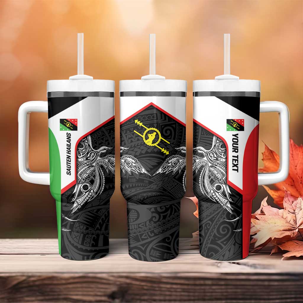 Personalised PNG Southern Highlands Province Tumbler With Handle Bird of Paradise Tattoo Flag Motif LT9 - Polynesian Pride
