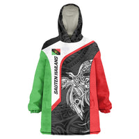 Personalised PNG Southern Highlands Province Wearable Blanket Hoodie Bird of Paradise Tattoo Flag Motif LT9 One Size Red - Polynesian Pride
