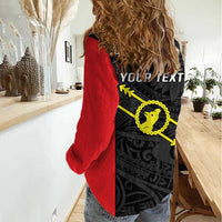 Personalised PNG Southern Highlands Province Women Casual Shirt Bird of Paradise Tattoo Flag Motif LT9 - Polynesian Pride