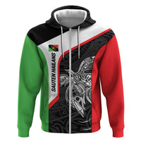 Personalised PNG Southern Highlands Province Zip Hoodie Bird of Paradise Tattoo Flag Motif LT9 Zip Hoodie Red - Polynesian Pride