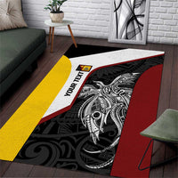Personalised PNG Western Province Area Rug Bird of Paradise Tattoo Flag Motif LT9 Red - Polynesian Pride