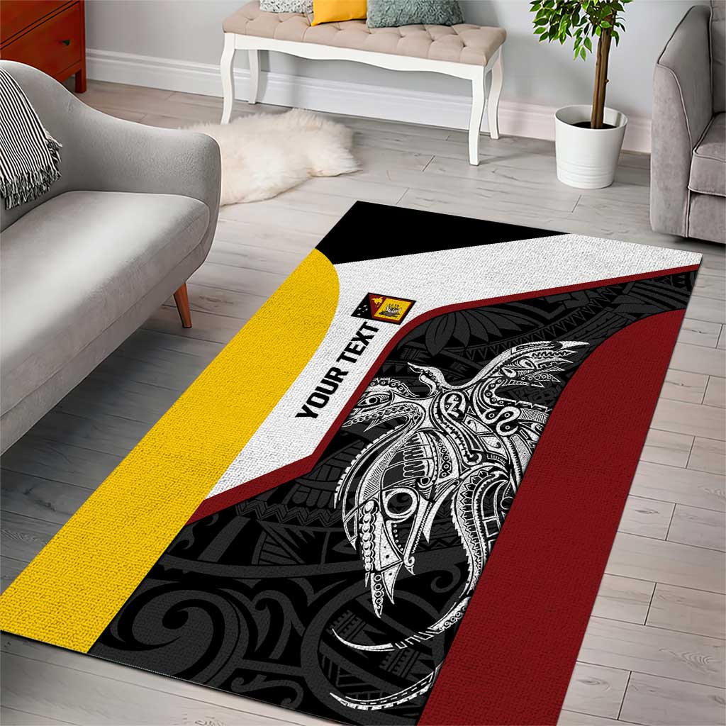 Personalised PNG Western Province Area Rug Bird of Paradise Tattoo Flag Motif LT9 - Polynesian Pride