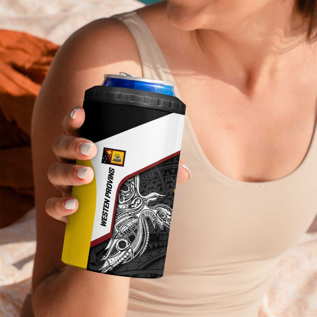 Personalised PNG Western Province 4 in 1 Can Cooler Tumbler Bird of Paradise Tattoo Flag Motif LT9 - Polynesian Pride