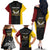 Personalised PNG Western Province Family Matching Off The Shoulder Long Sleeve Dress and Hawaiian Shirt Bird of Paradise Tattoo Flag Motif - Polynesian Pride
