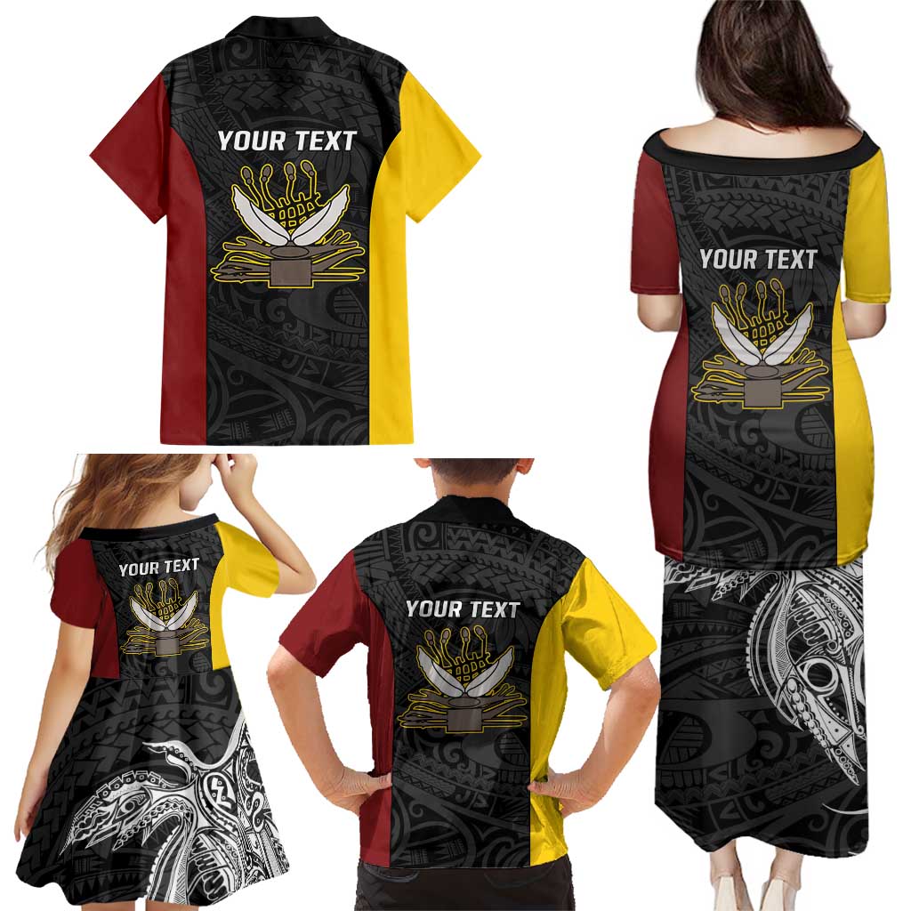 Personalised PNG Western Province Family Matching Puletasi and Hawaiian Shirt Bird of Paradise Tattoo Flag Motif LT9 - Polynesian Pride