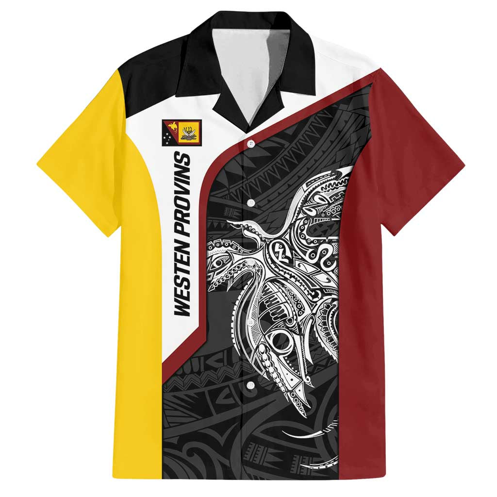 Personalised PNG Western Province Family Matching Puletasi and Hawaiian Shirt Bird of Paradise Tattoo Flag Motif LT9 Dad's Shirt - Short Sleeve Red - Polynesian Pride
