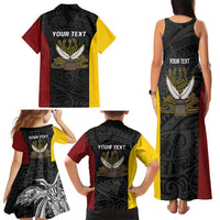 Personalised PNG Western Province Family Matching Tank Maxi Dress and Hawaiian Shirt Bird of Paradise Tattoo Flag Motif LT9 - Polynesian Pride