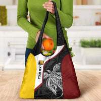 Personalised PNG Western Province Grocery Bag Bird of Paradise Tattoo Flag Motif LT9 - Polynesian Pride
