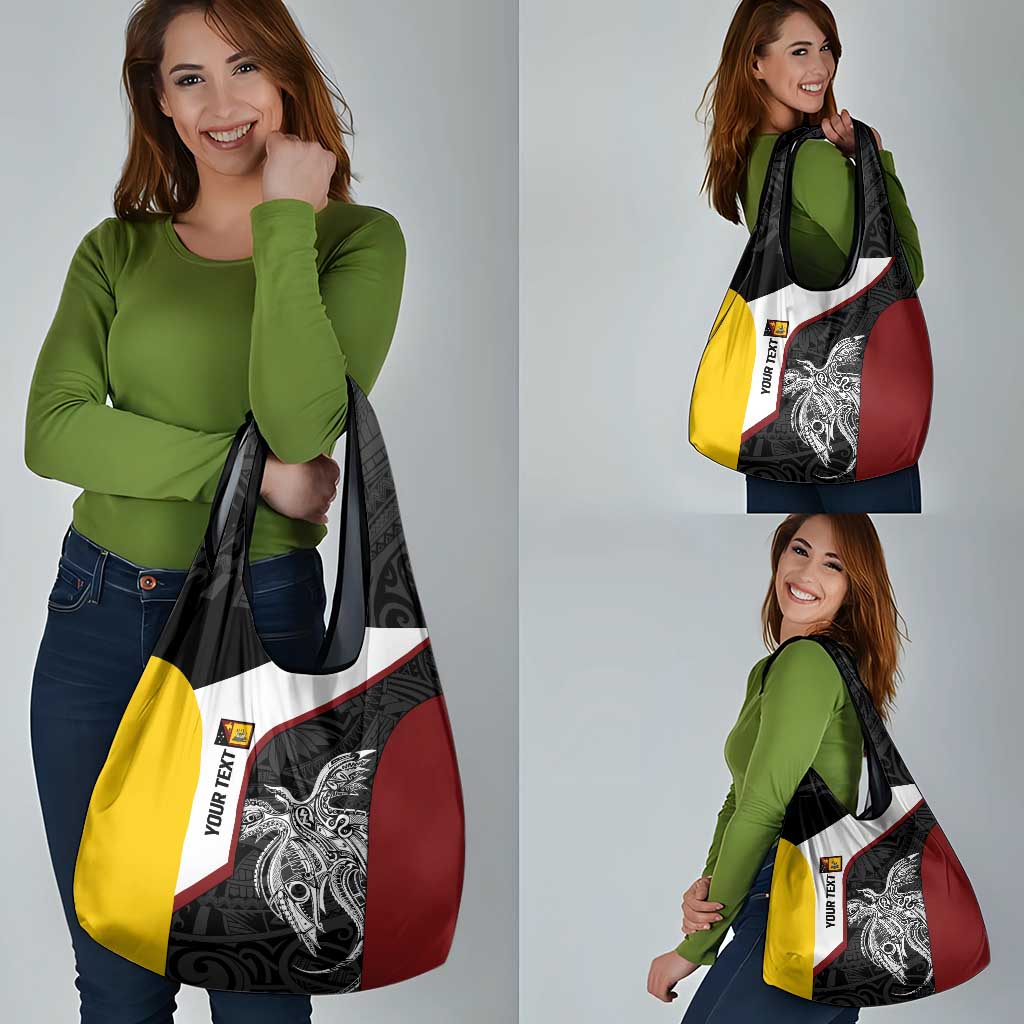 Personalised PNG Western Province Grocery Bag Bird of Paradise Tattoo Flag Motif LT9 - Polynesian Pride